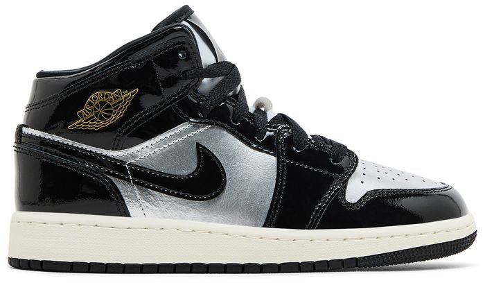 Air Jordan 1 Mid SE GS 'Black Metallic Silver'